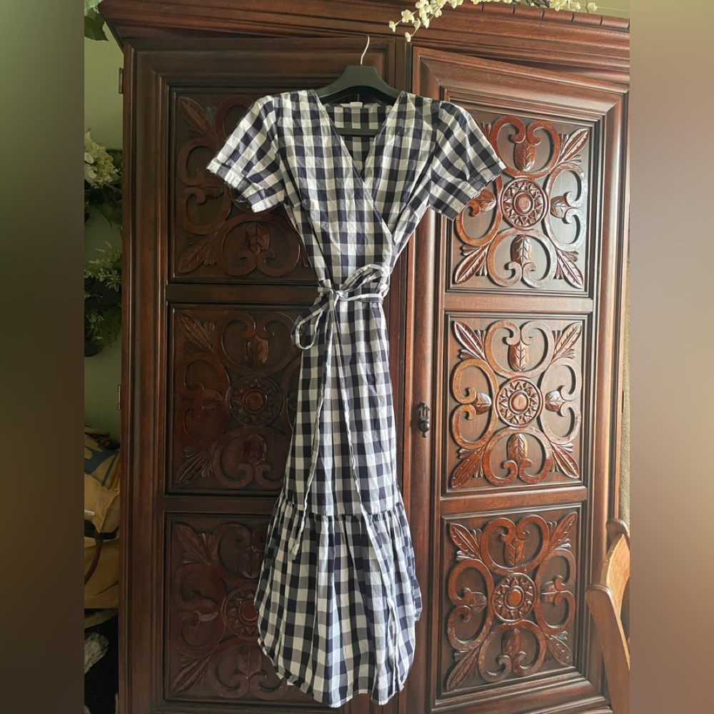 Gap, black, checkered, summer wrap dress